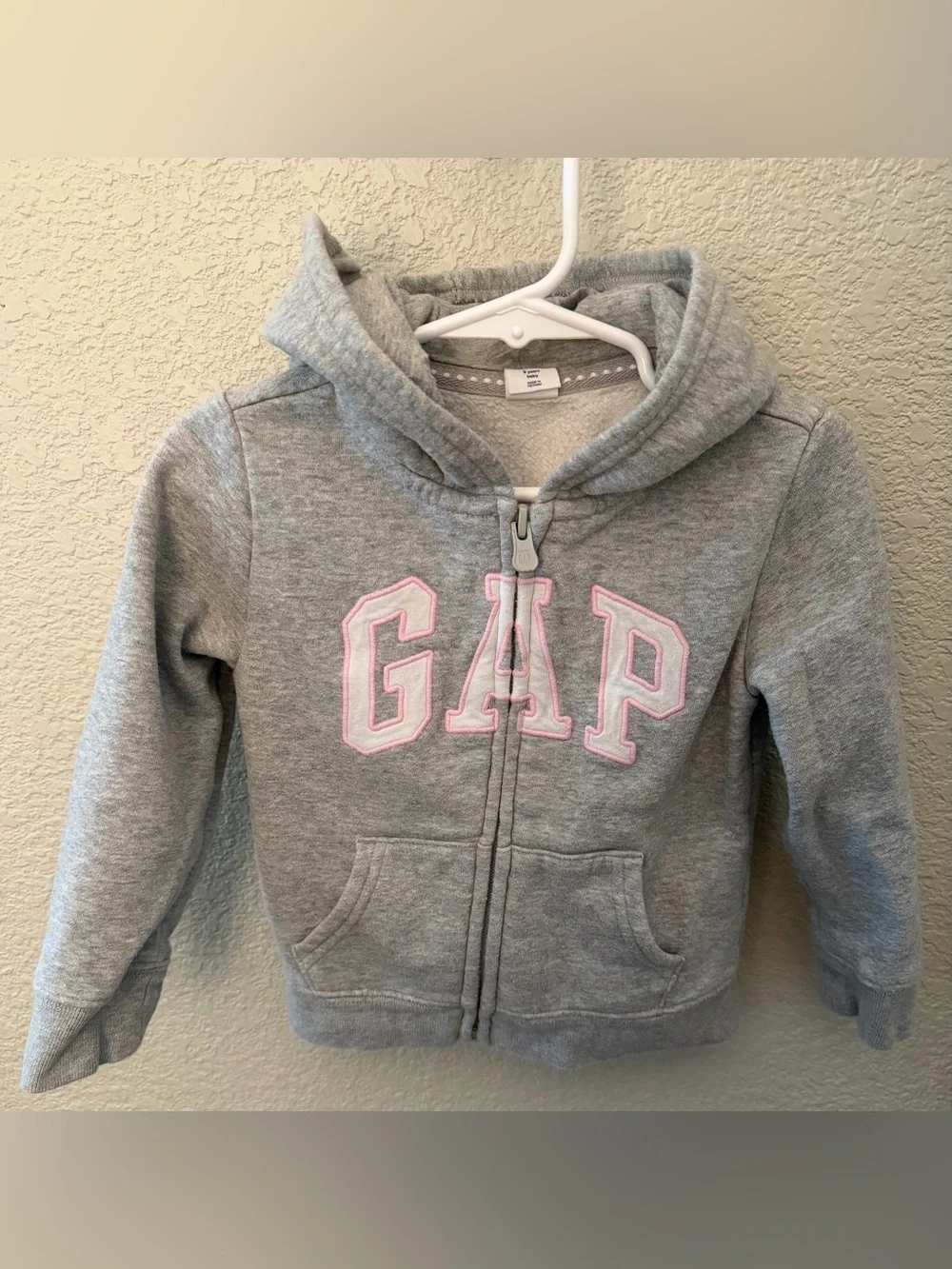 GAP Toddler Girl 2T Matching Grey Zip Hoodie with Pink Logo & Pant Set EUC